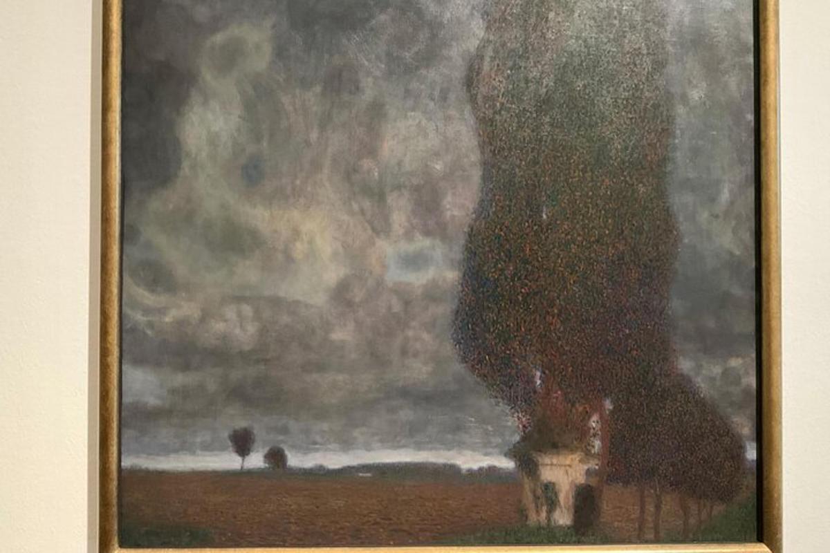 a painting of a person standing on a post