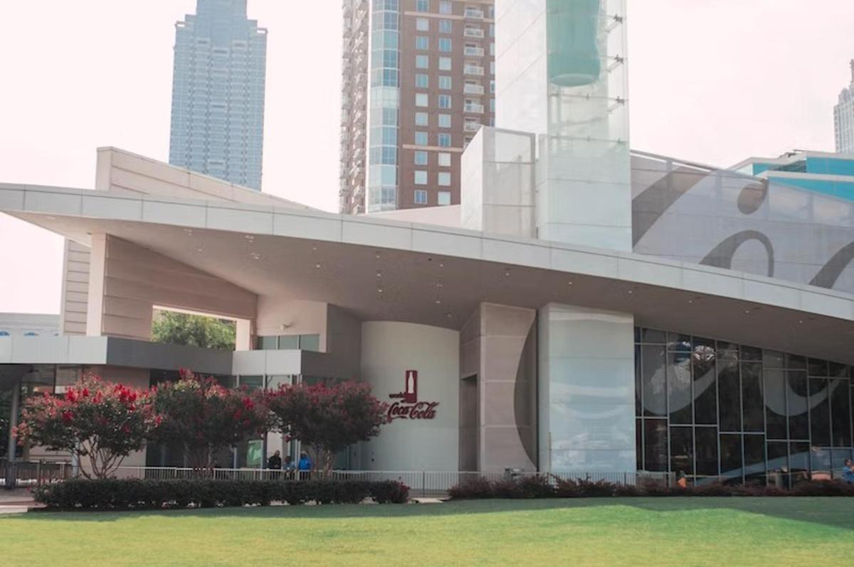 a building in a city with tall buildings