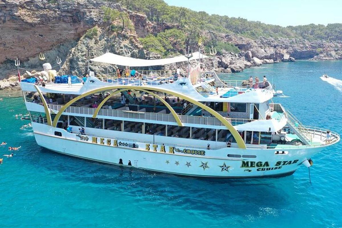 a boat in the water with people on it