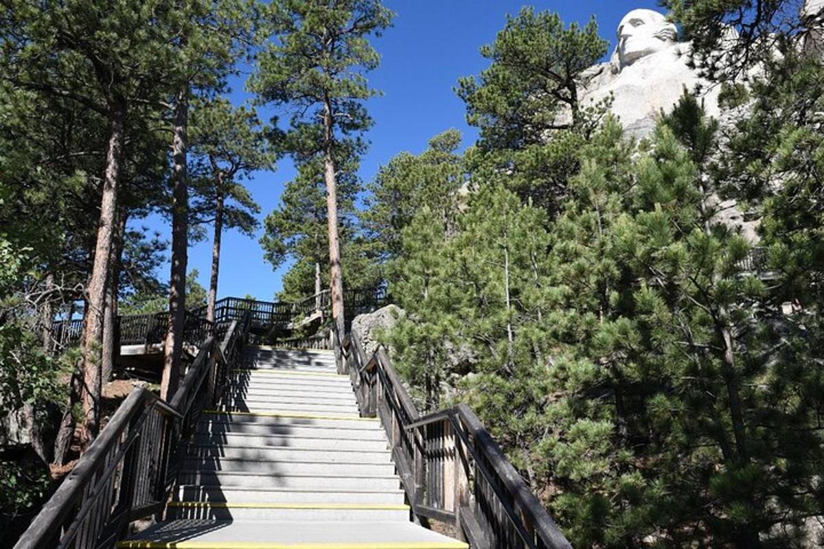 a set of stairs leading up to a mountain