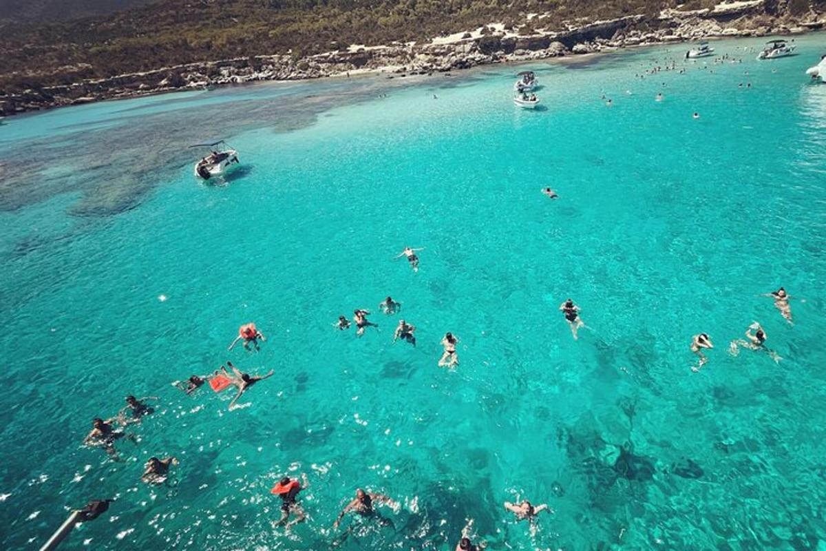 a group of people in the water at a beach