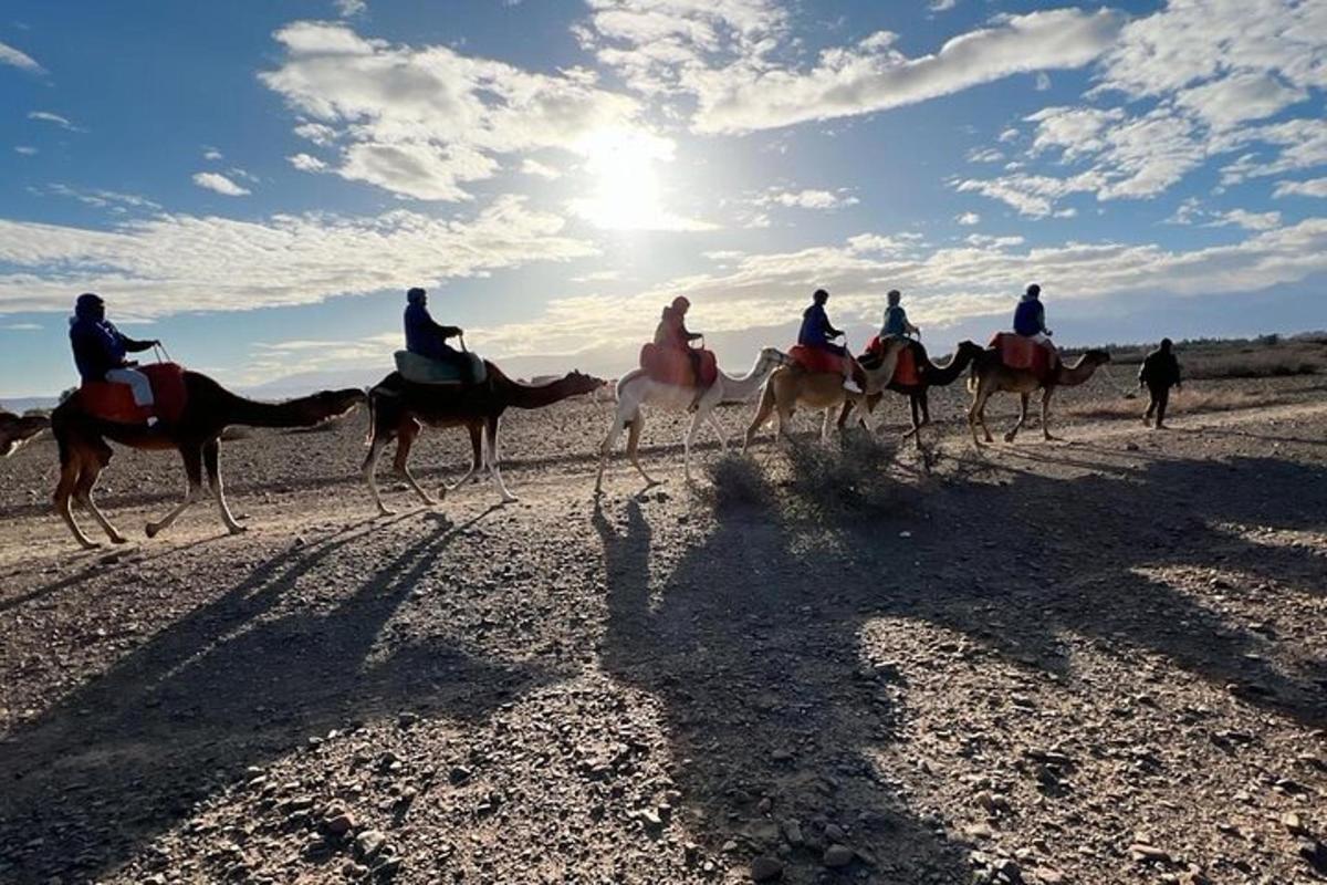 Un grupo de personas montando a caballo en el desierto.