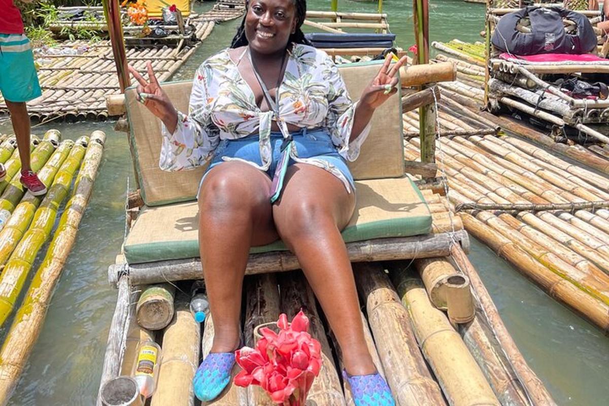 a woman sitting in a chair on a boat