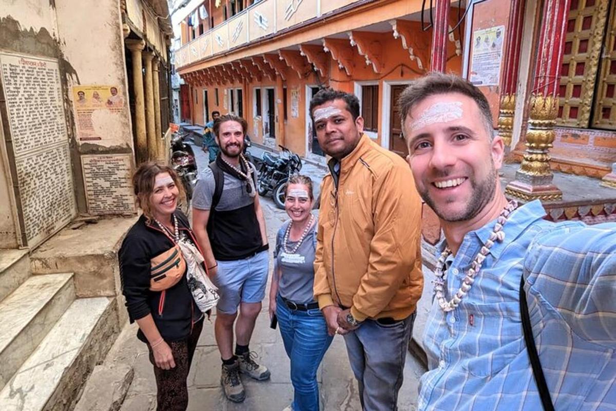 a group of people standing on a street