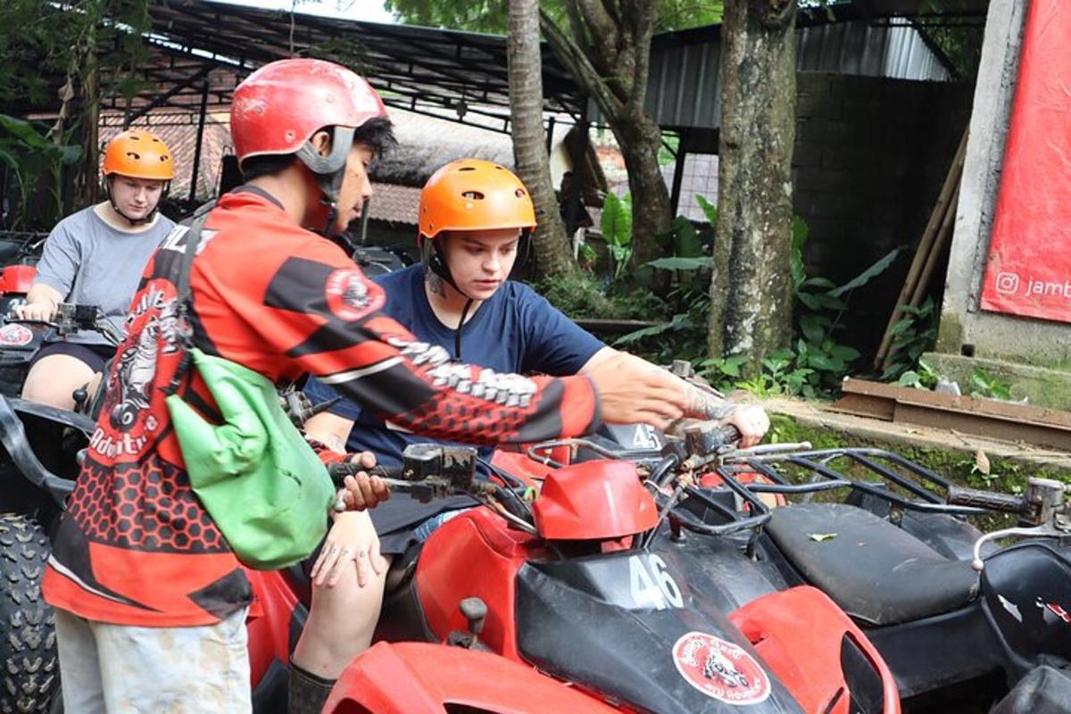 a group of people riding on a motor bike