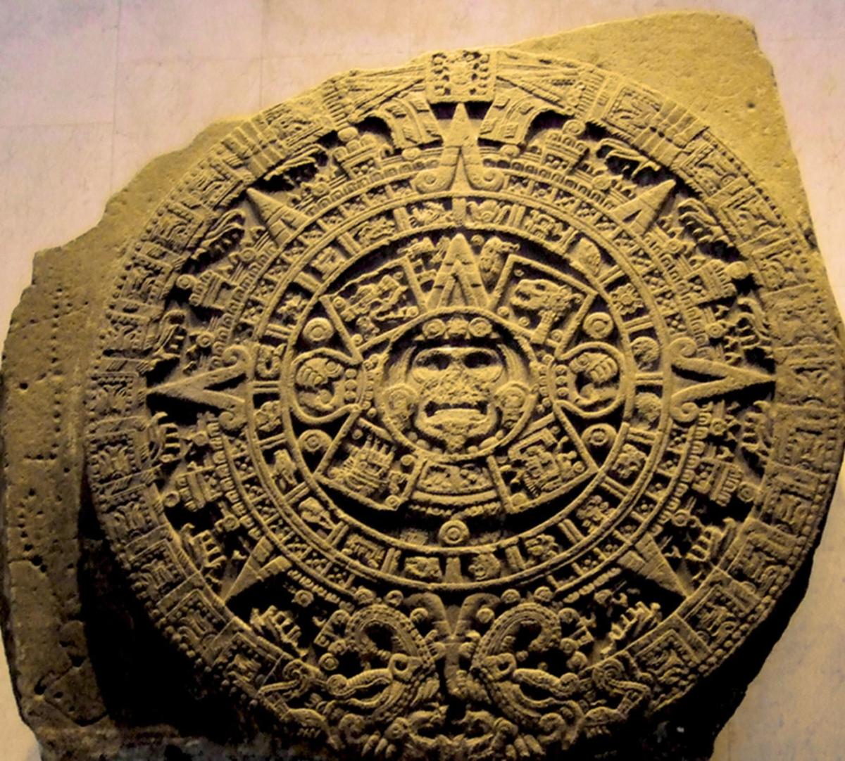 a stone artifact on display in a museum