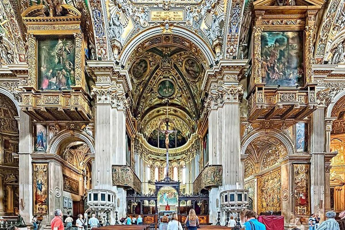 a large room with paintings on the ceilings of a building