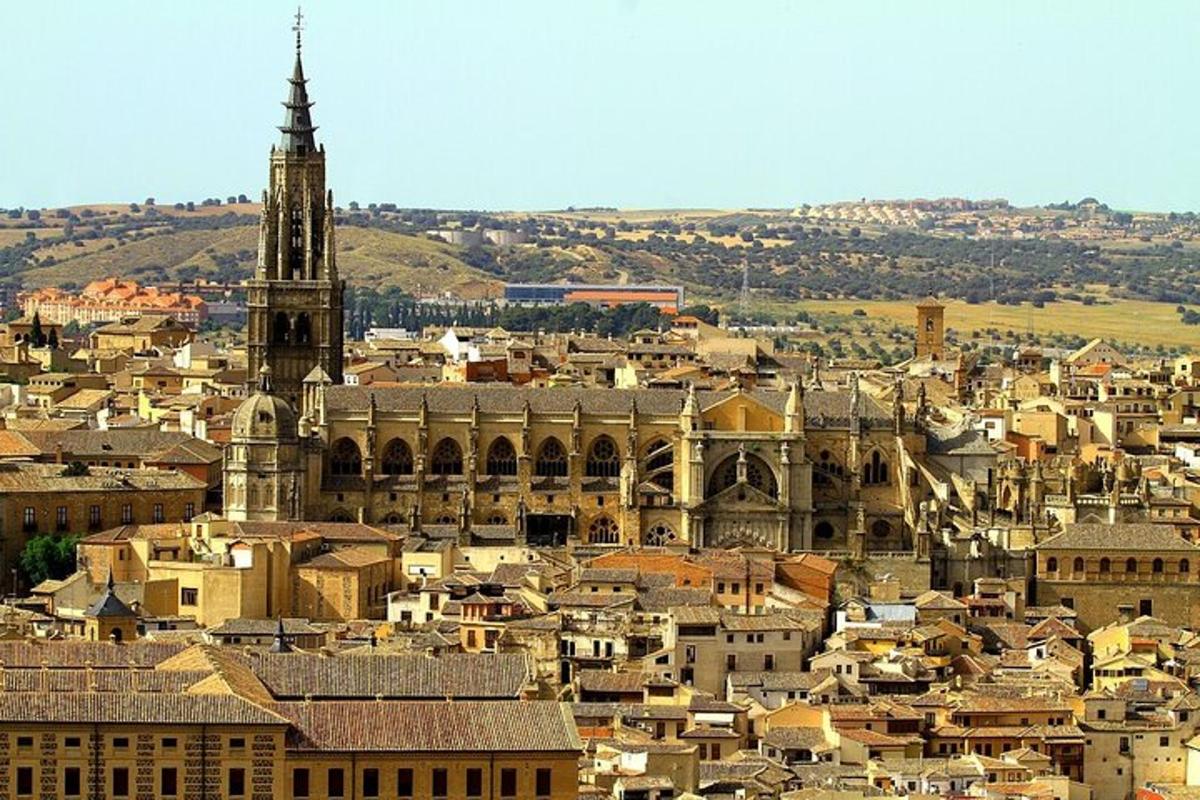 a view of a city with a clock tower