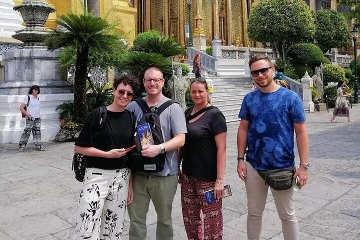 a group of people standing in front of a building