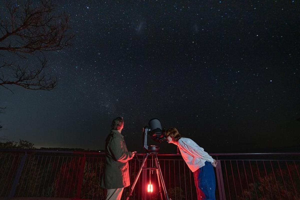 two people looking at the stars in the night sky