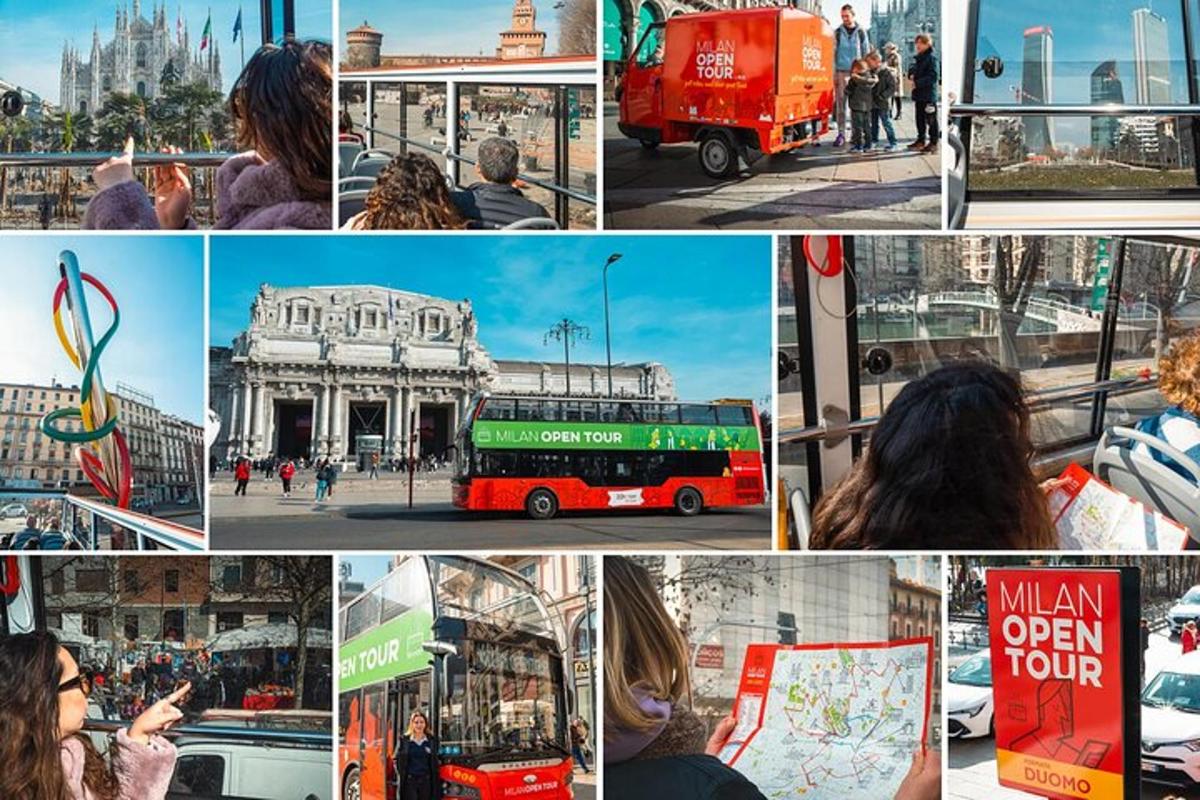 koláž fotografií různých měst a autobusů