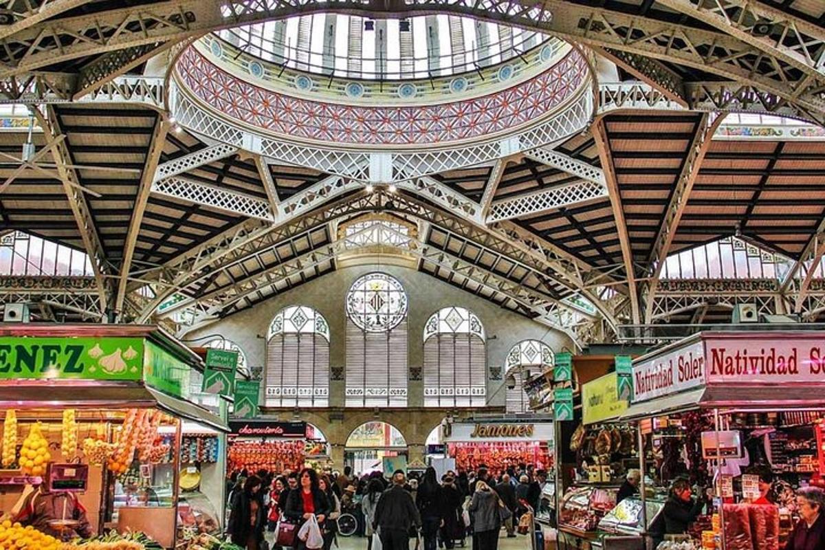 a large market with people walking around in a building