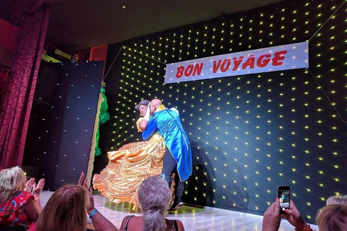 una folla di persone che guarda un artista su un palco