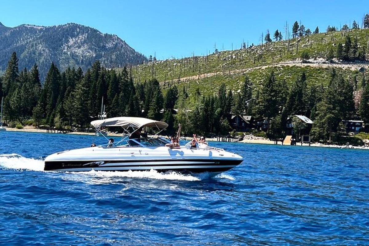 a boat in the water on a lake