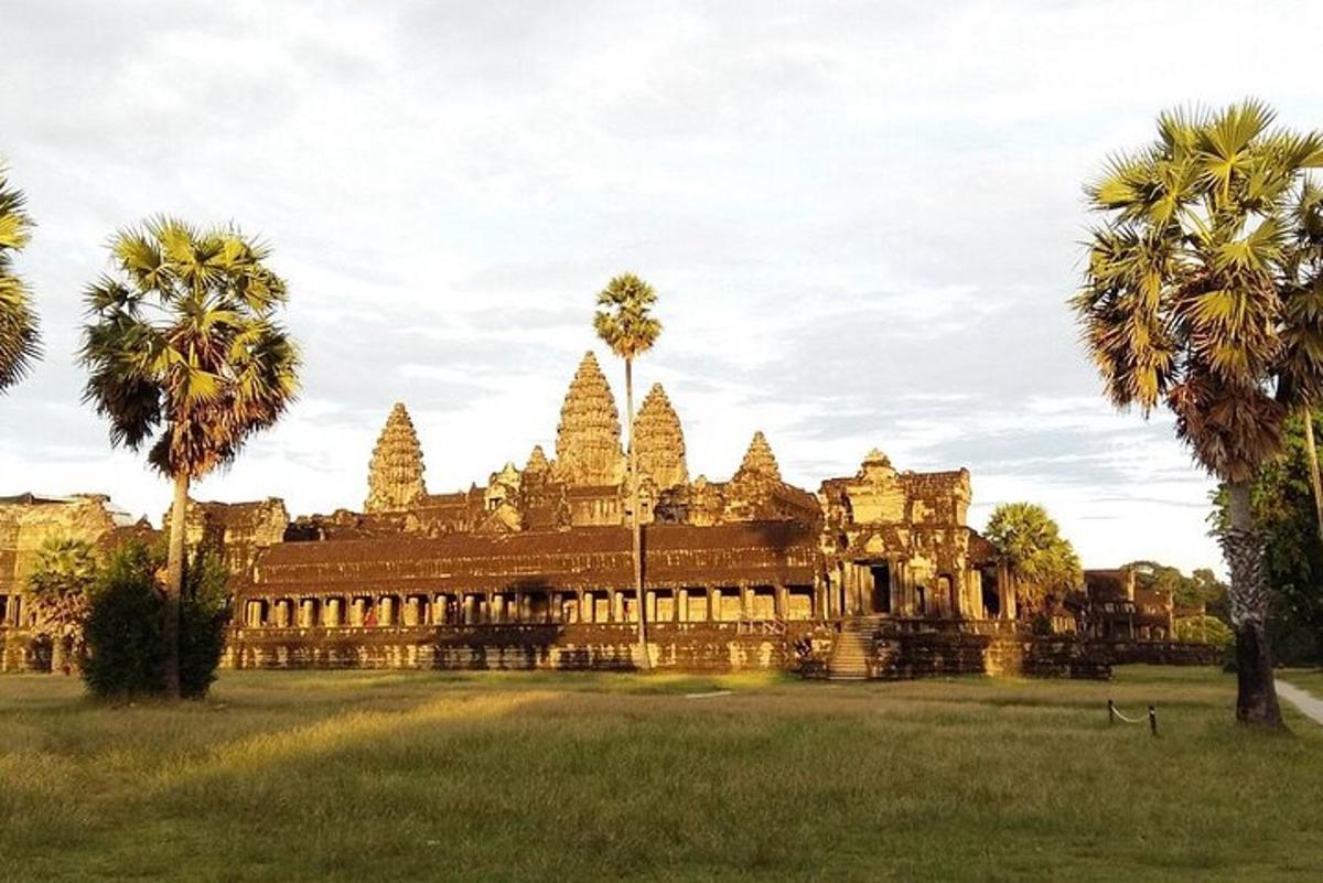 sebuah bangunan dengan pokok palma di hadapannya