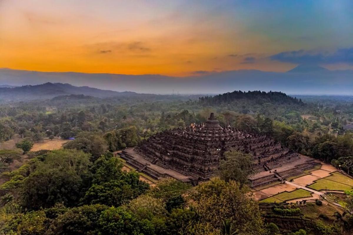 una vista aérea de un antiguo templo en la selva