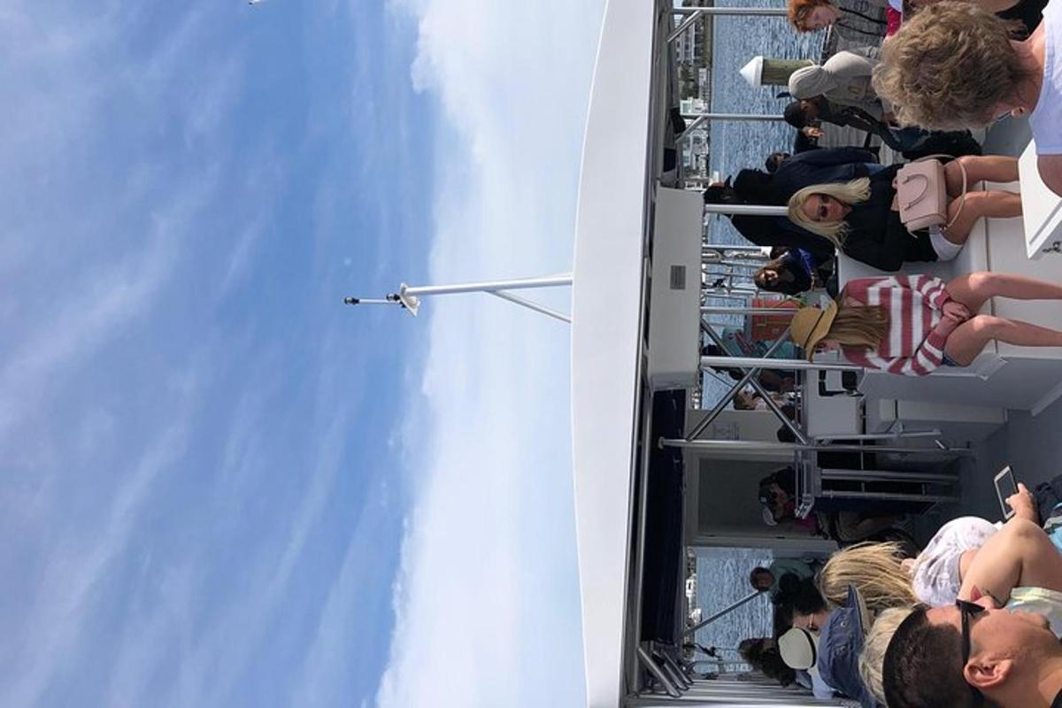 a group of people on a cruise ship looking at a plane