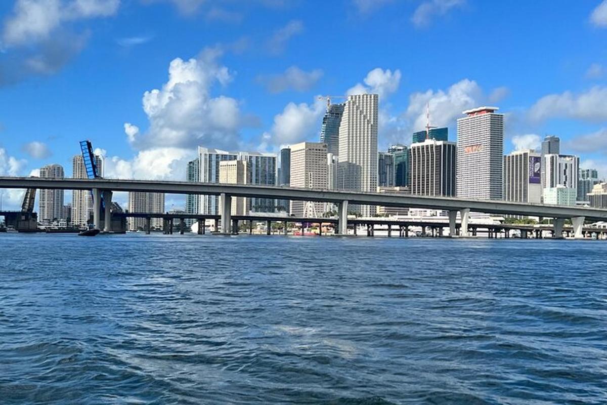 eine Brücke über das Wasser vor einer Stadt