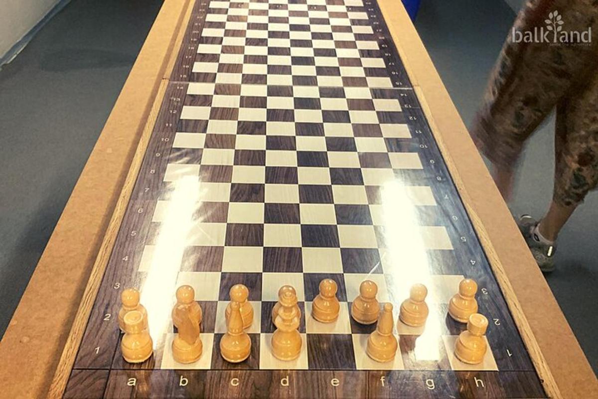 a chess board with the chess pieces on it