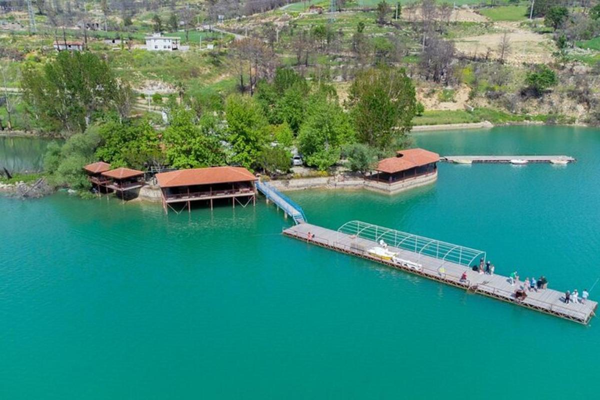 a dock in the middle of a large body of water