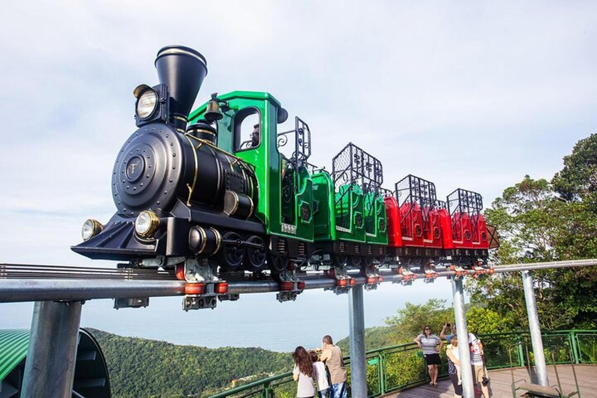 a train on a ride at a amusement park