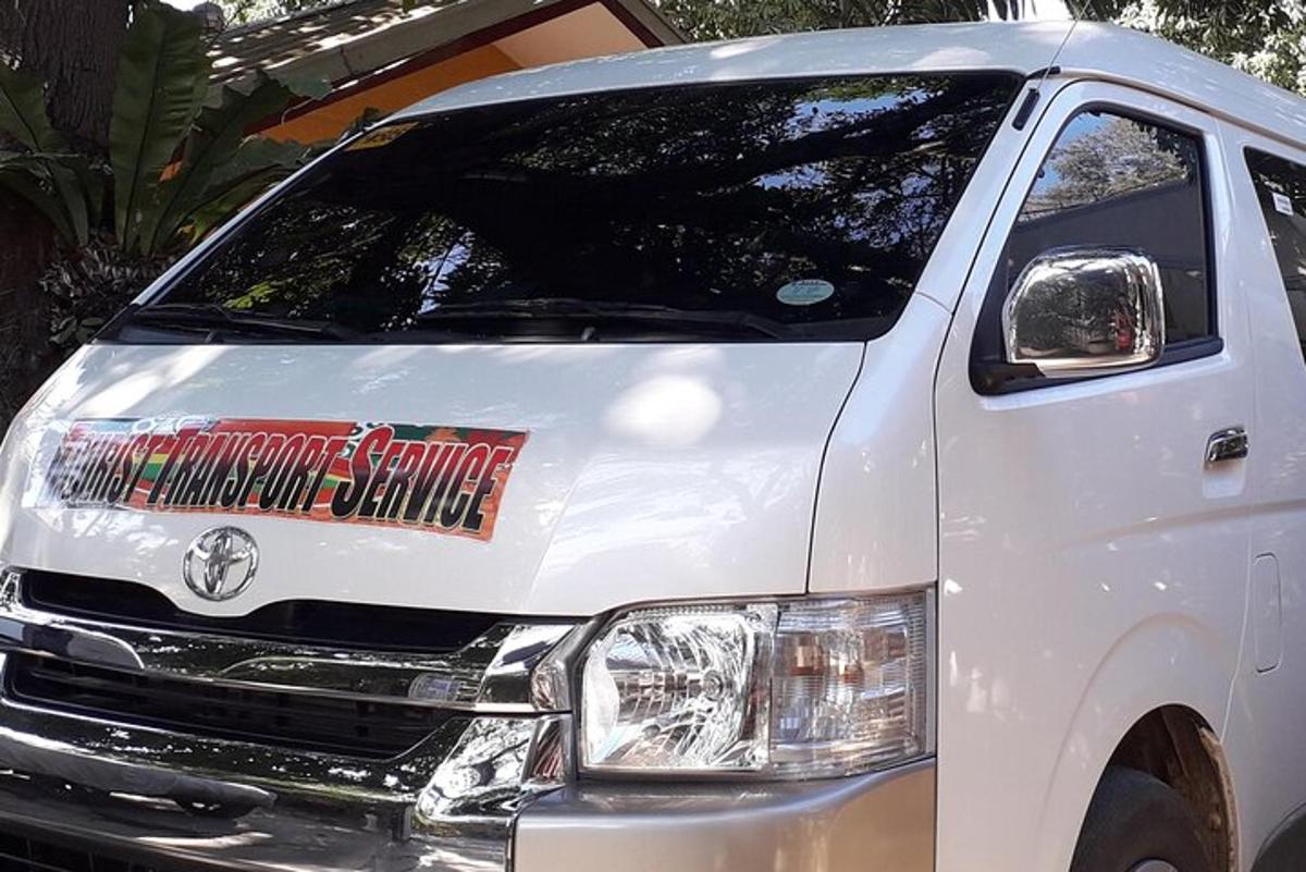 a white van with a sign on the front
