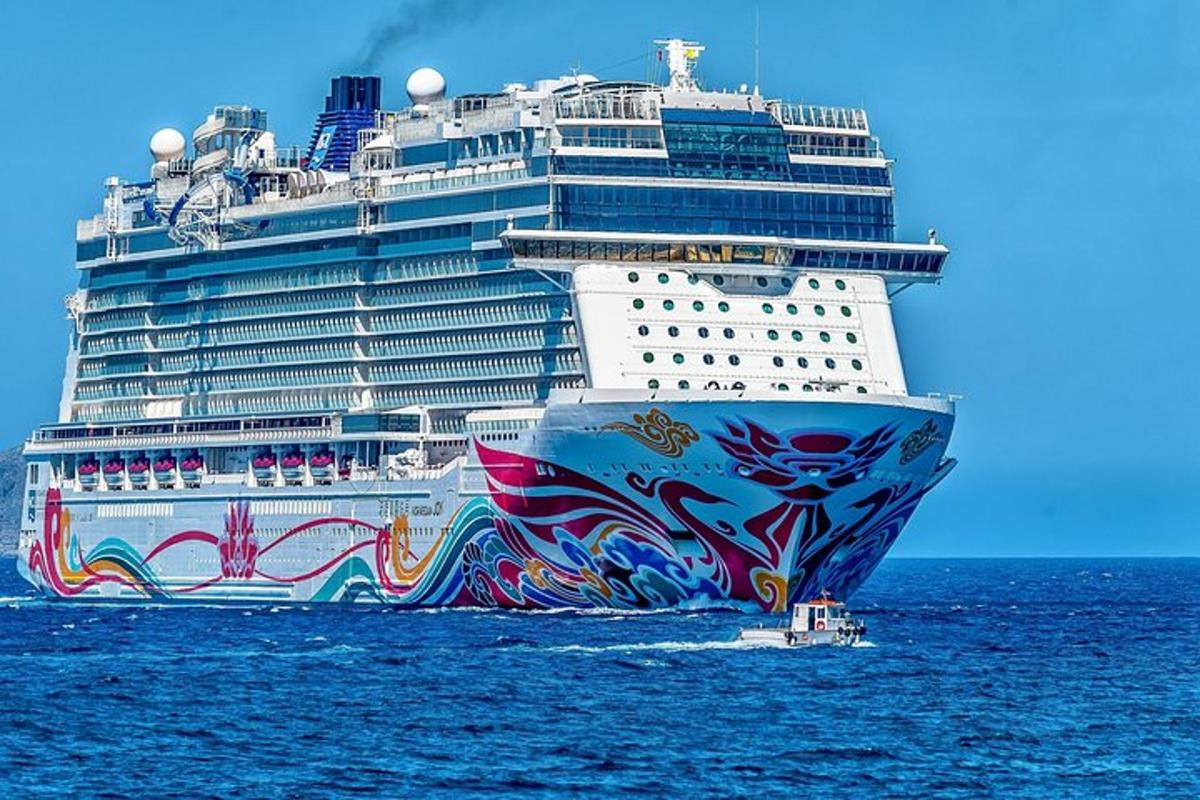 a cruise ship in the ocean with