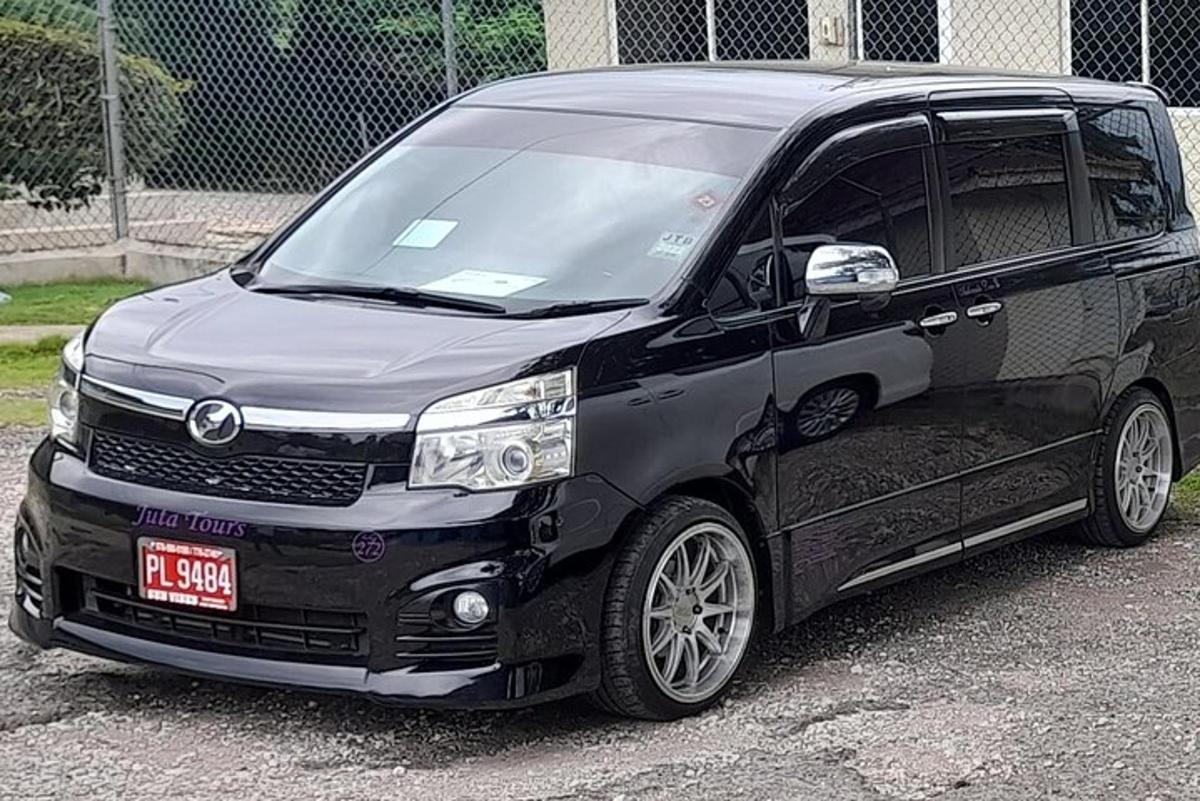 a black van parked in a parking lot