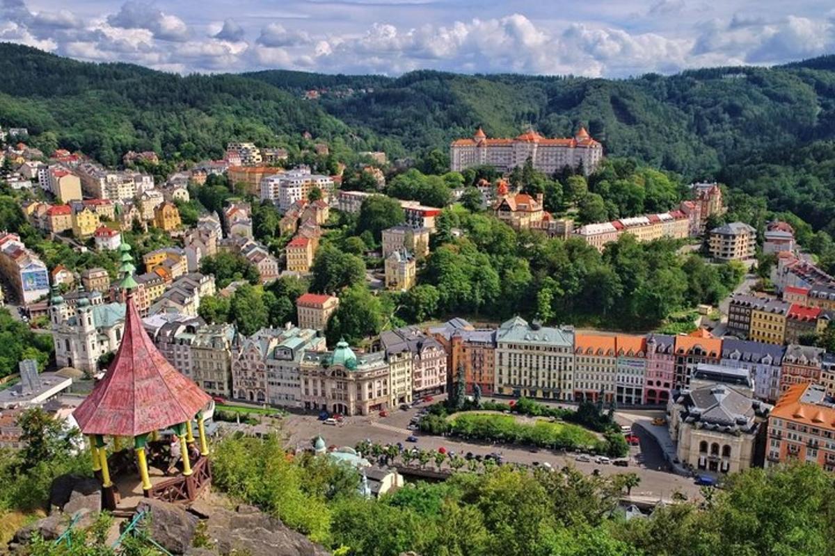 an aerial view of a city with buildings