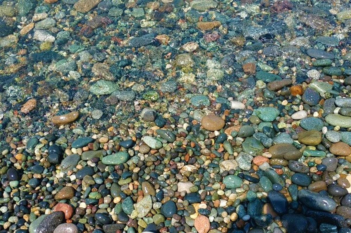 a large amount of rocks on a beach