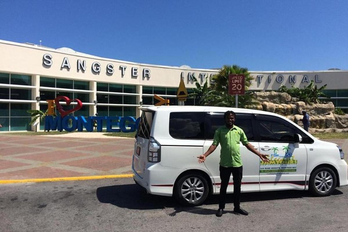 a man is standing next to a white van