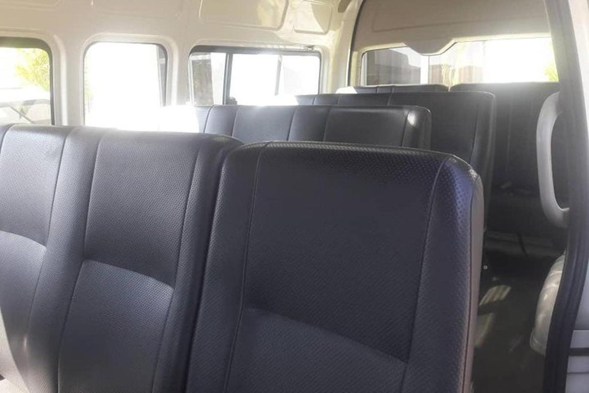 a group of seats in an empty bus