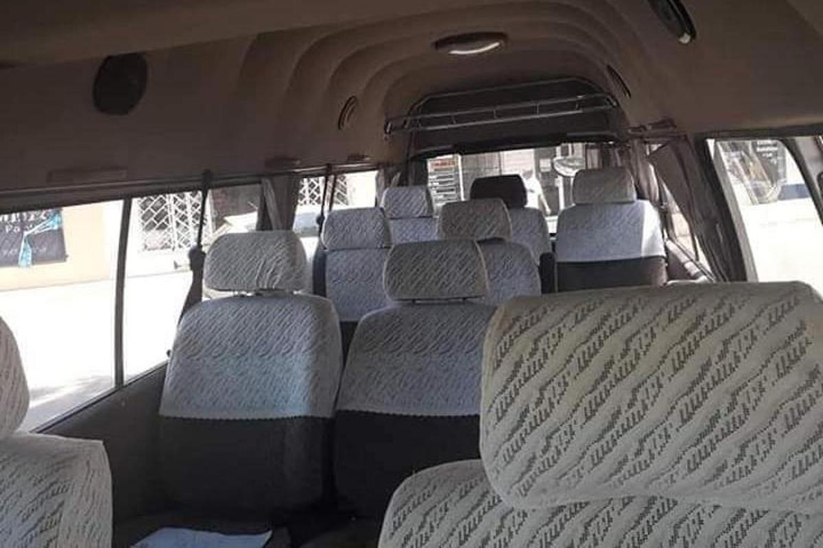 an empty van with empty seats in a bus