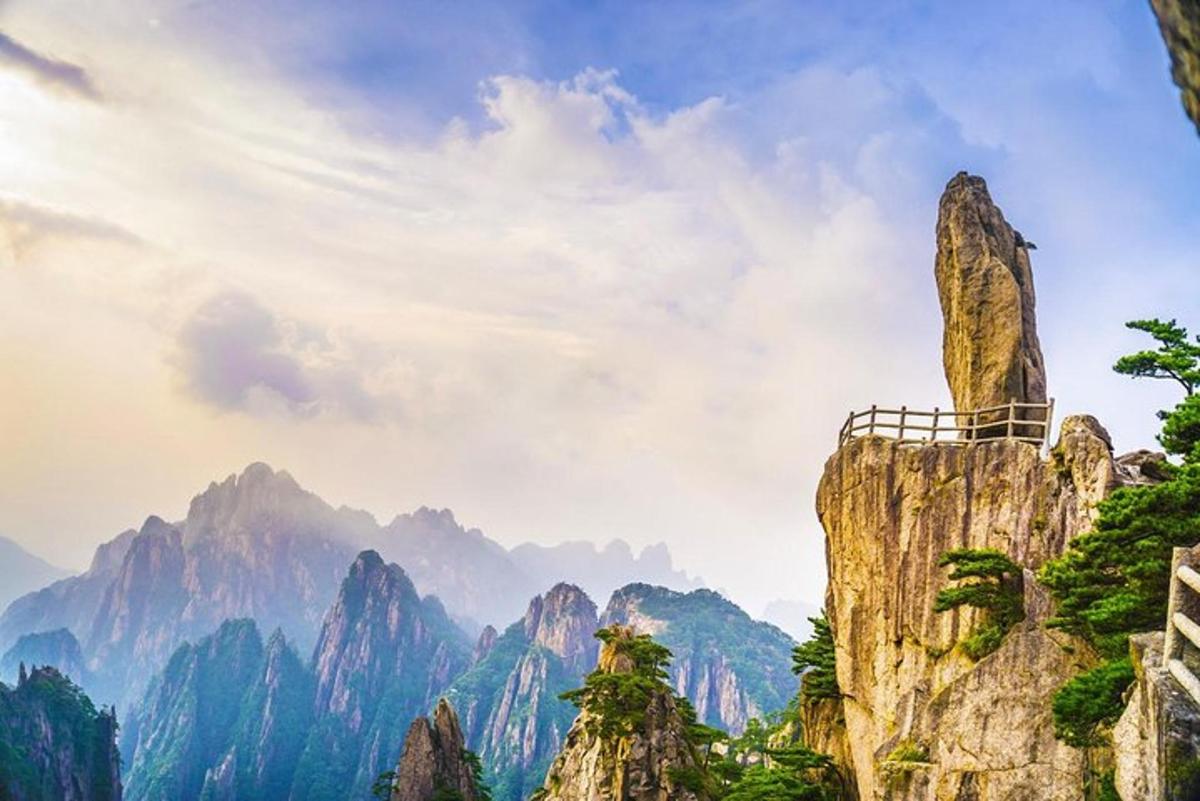 a mountain with a gate on top of it
