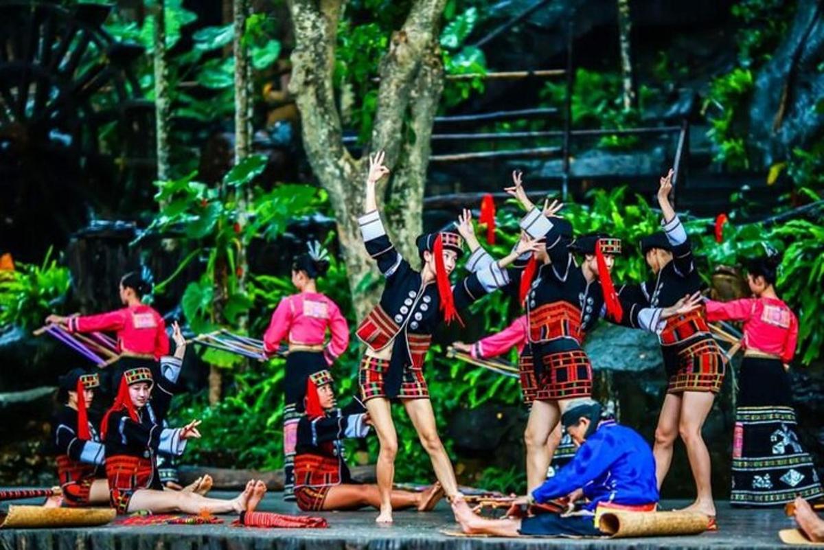 a group of people performing in a performance