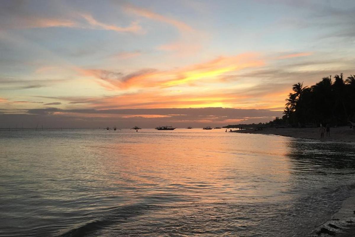 un apus de soare pe o plajă cu oceanul