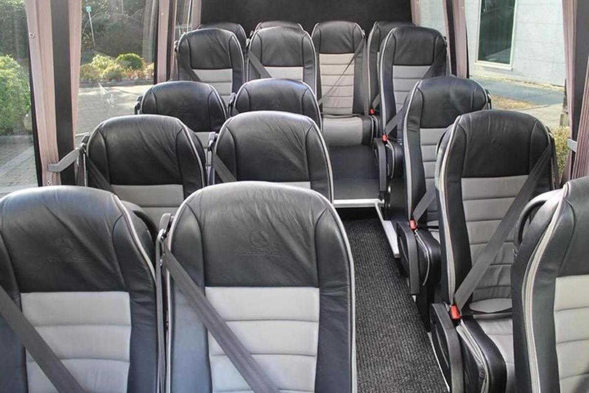 a row of empty seats on a bus