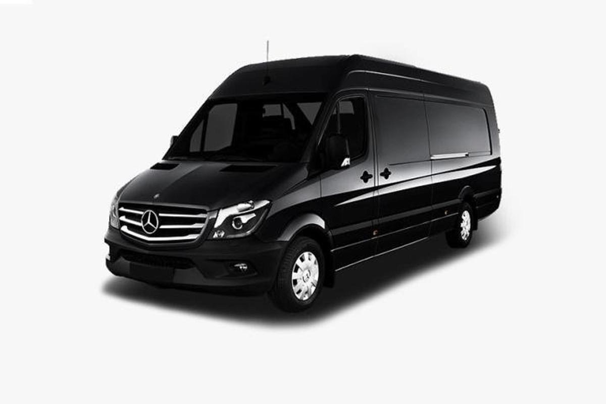 a black and white van on a white background