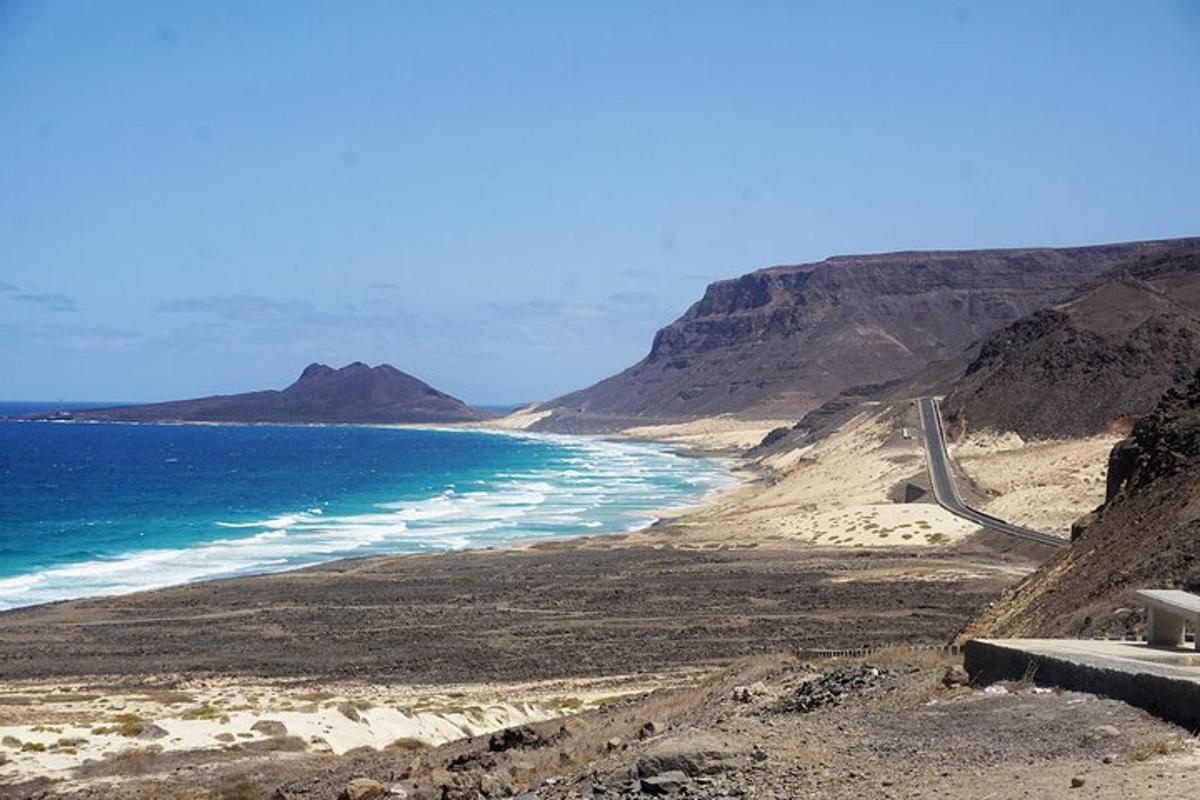 a view of the ocean and a road