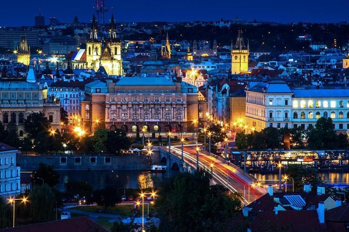 a view of a city at night with lights