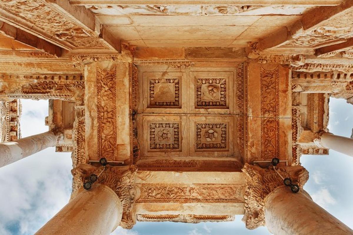 a view of the ceiling of a building