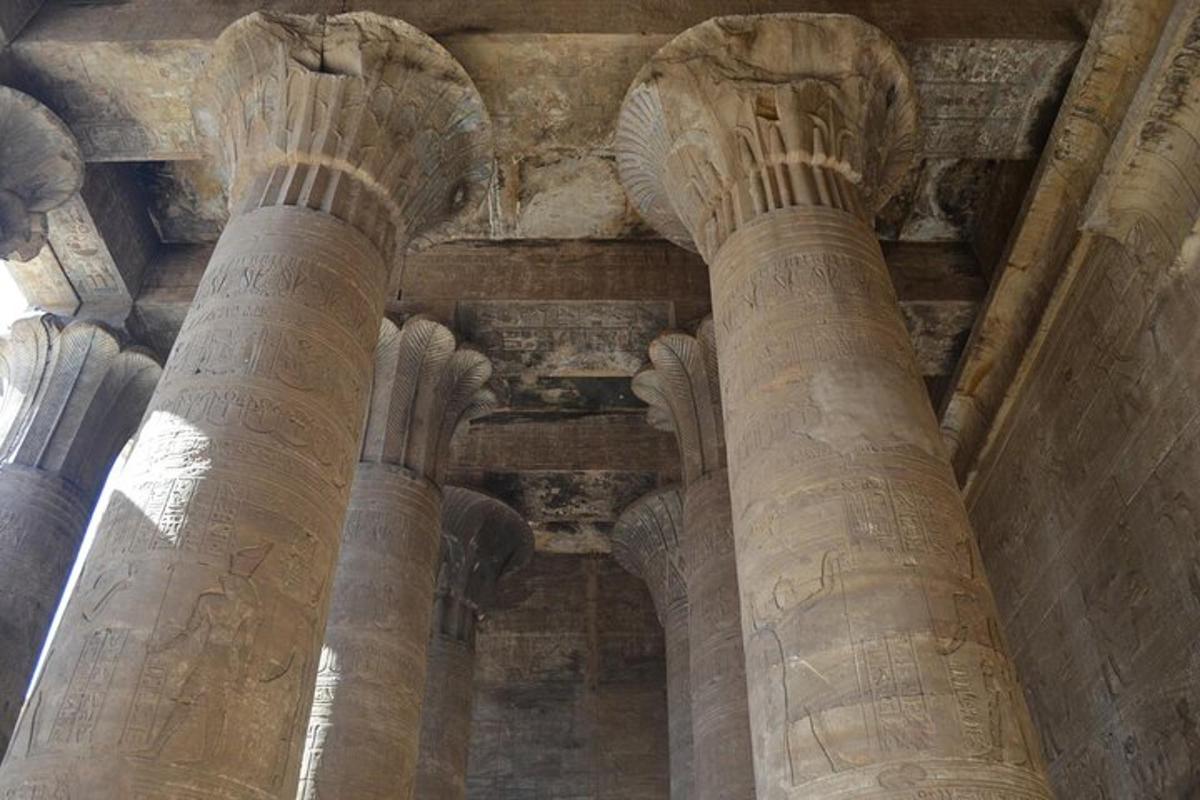 a view of the columns of a building