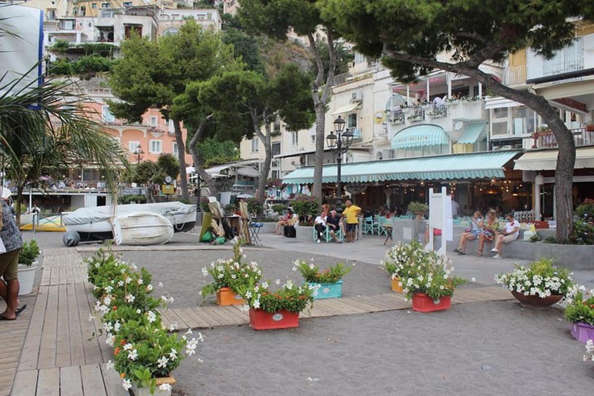 un gruppo di fiori in vaso su una strada cittadina