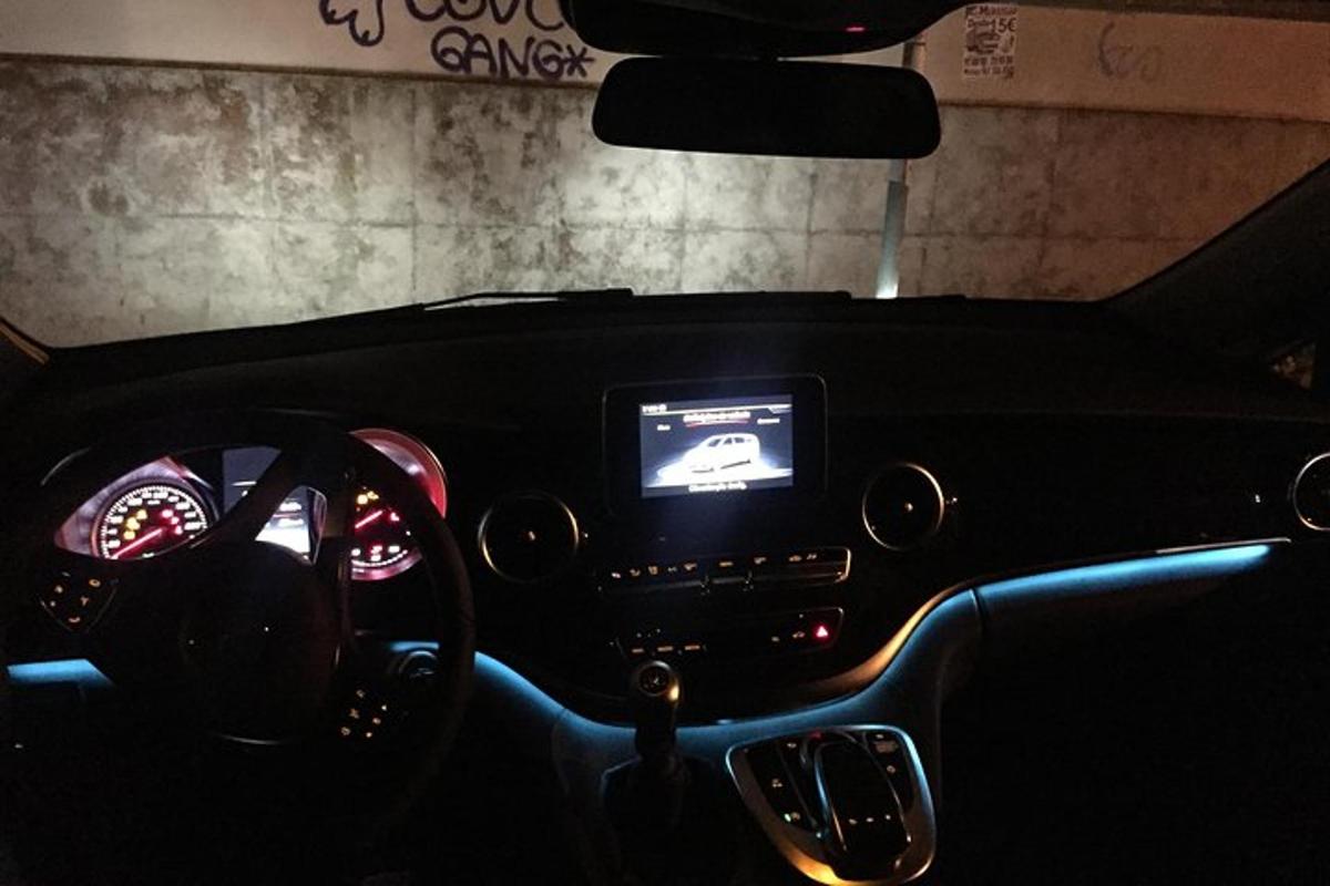 a view of the dashboard of a car