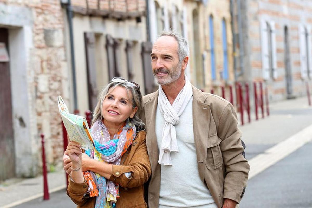 a man and a woman walking down a street