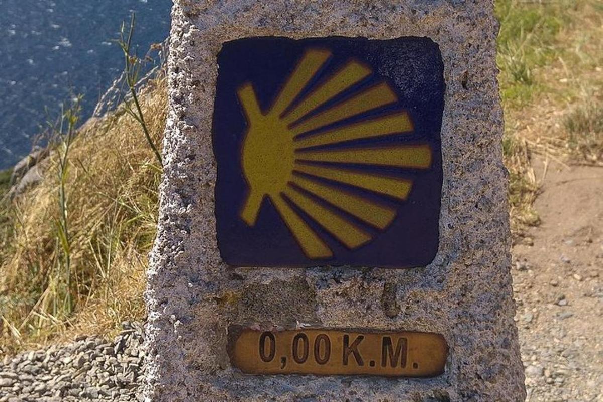 skilti með mynd af fiski á steini