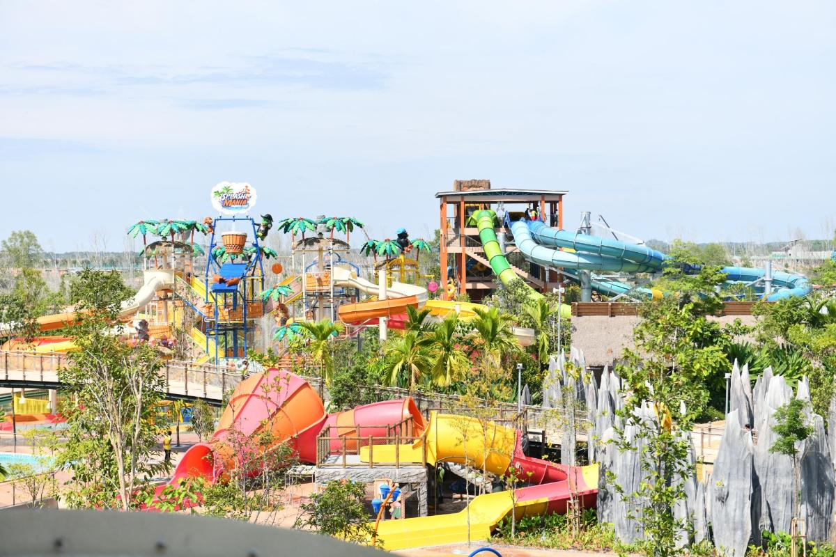 a water park with a bunch of water slides