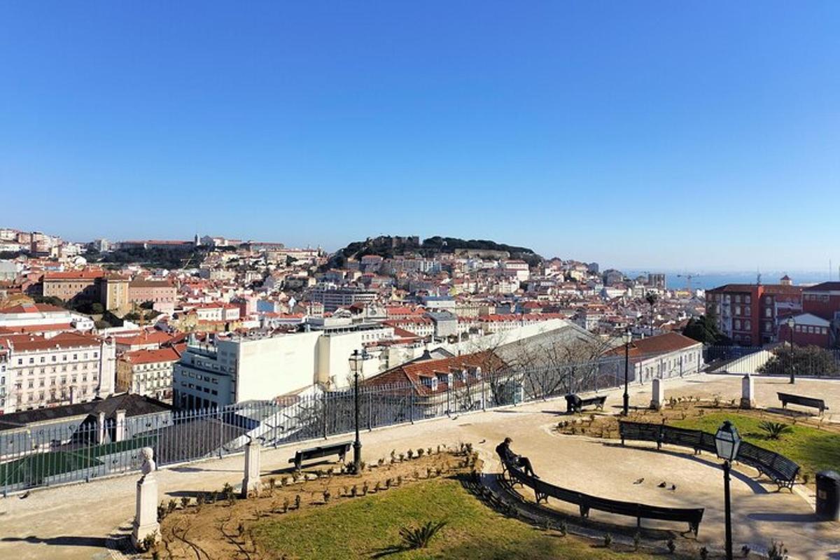 pohled na město s kopcem v pozadí