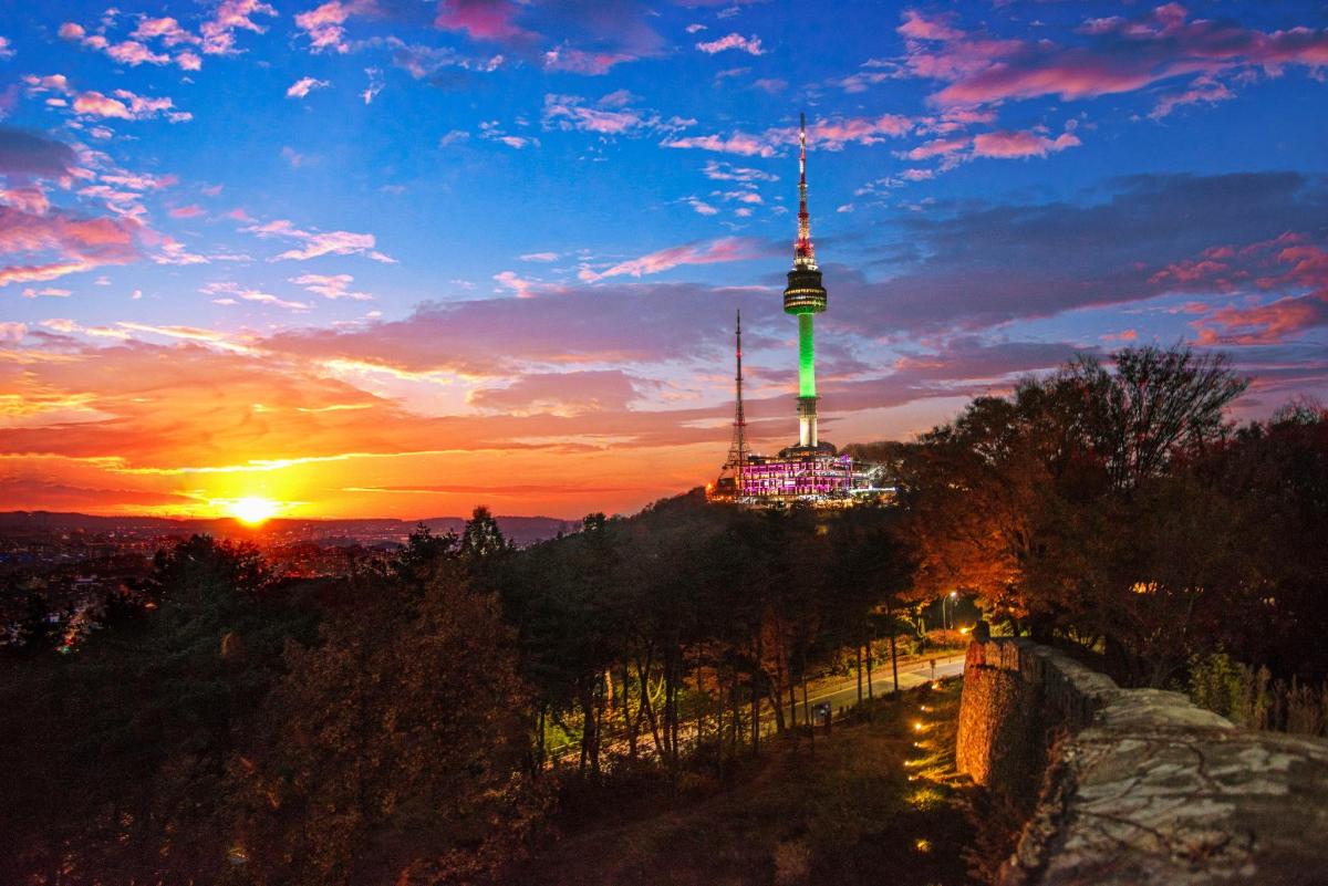 a view of the berlin tv tower at sunset