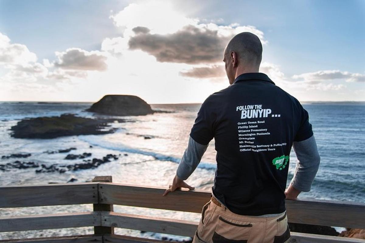a man standing on a fence looking at the ocean